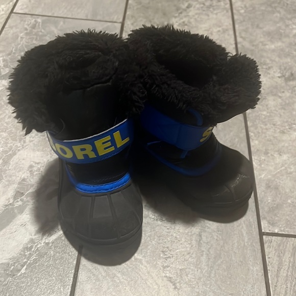 Toddler Sorel Winter Snow Boots Black Blue Size 6T - Picture 1 of 5